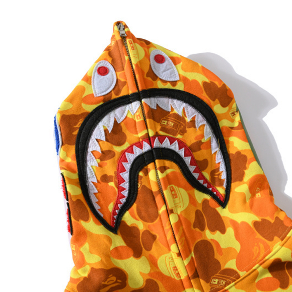 NEW BAPE Yellow Color Camo Shark Full Zip Hoodie - Men's Size Medium - NWT - Picture 12 of 12